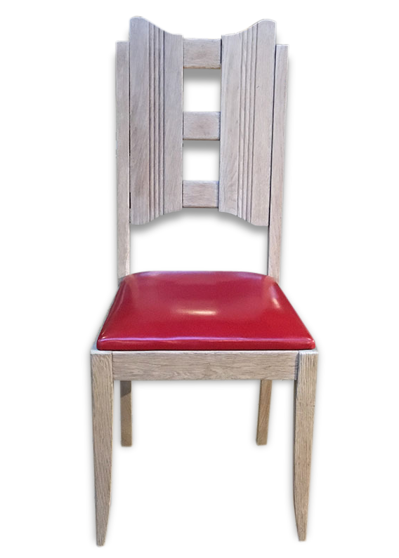 Chaise en chêne & skaï rouge