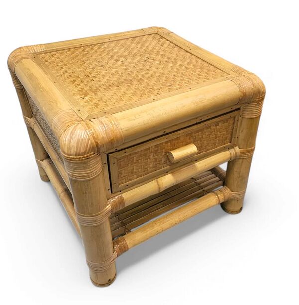 2 tables de chevet / tables d'appoint en bambou / années 1980