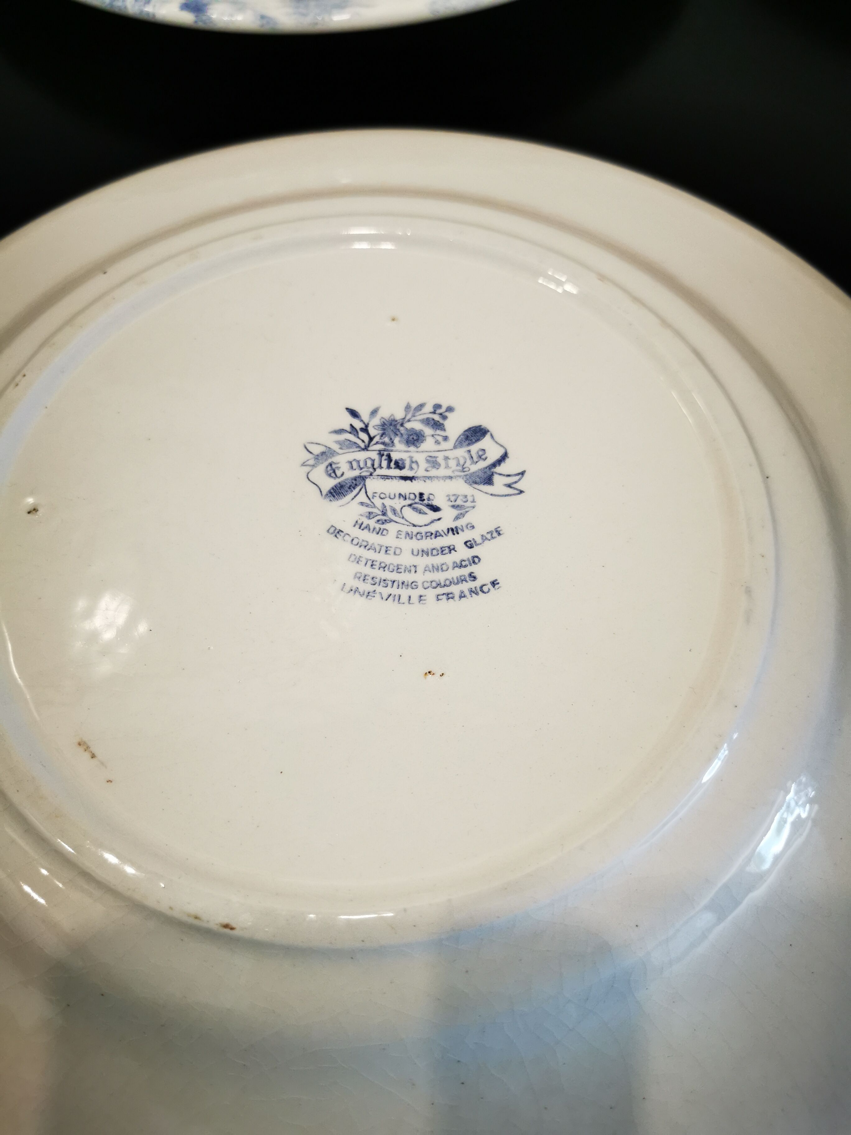 Set of 6 old talking flat plates Lunéville
