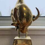 After Dali: gilded bronze sculpture depicting an abstract bull