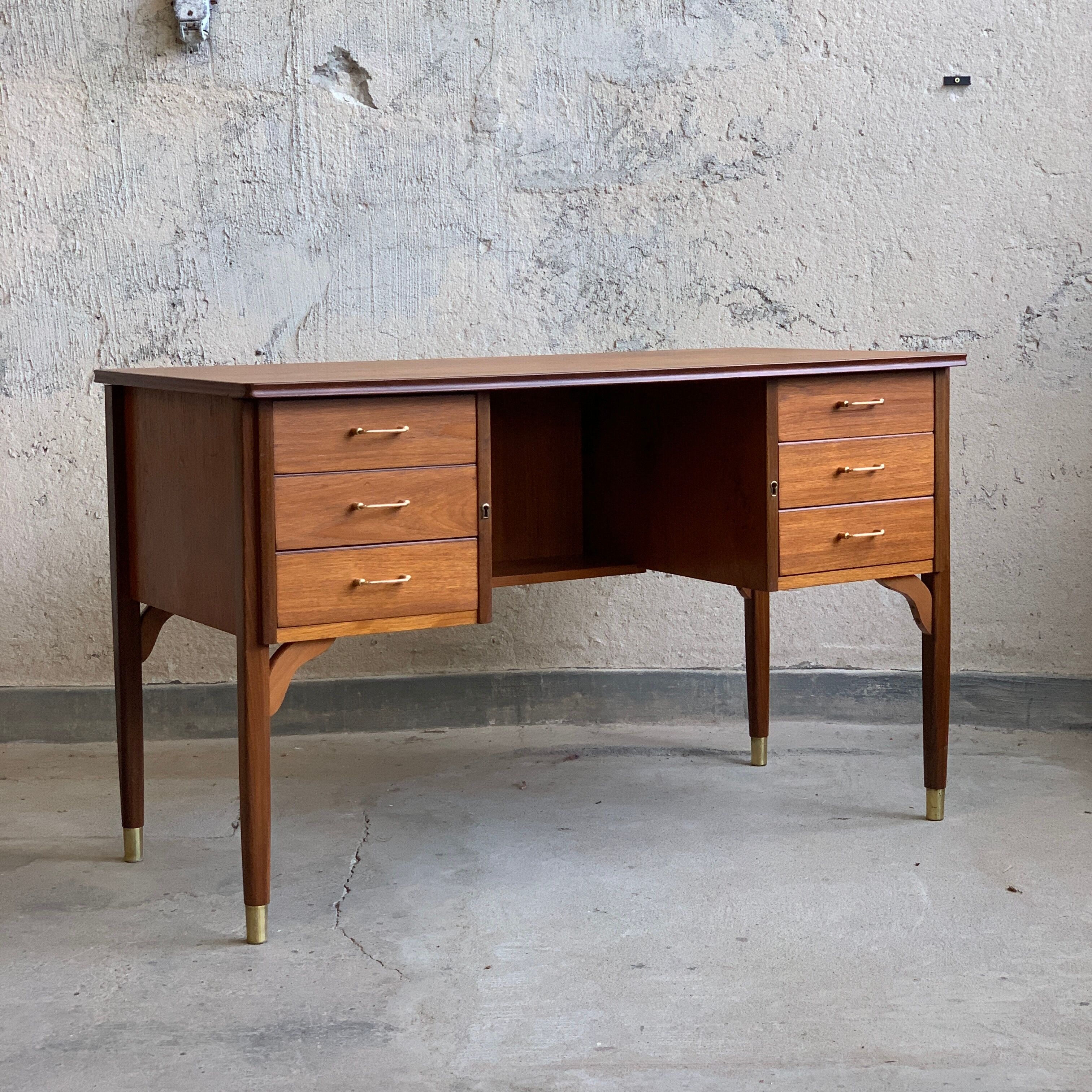 Teak desk on rosewood legs, 60s Norway, vintage