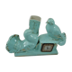 Clock doves color green blue and its vase 50s