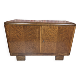 Commode basse en chêne Art Déco restaurée, console TV des années 1940.
