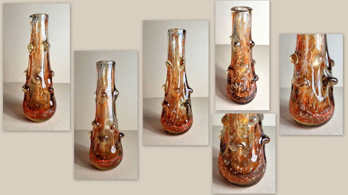 Murano glass vase with buttons pulled 50s