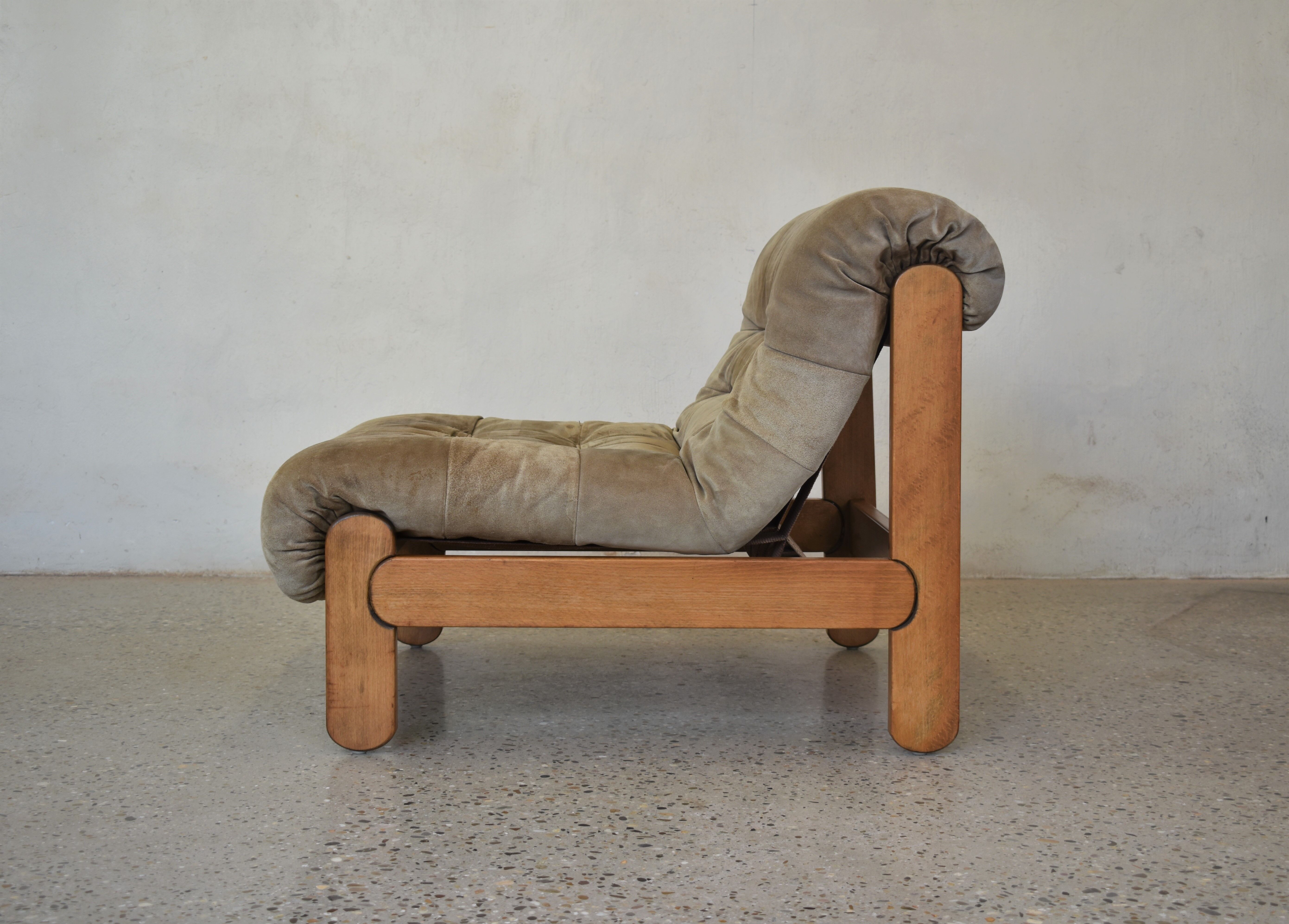 Pair of wild leather lounge chairs