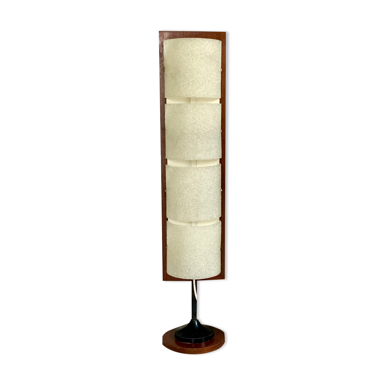 Totem floor lamp in teak and vintage perspex
