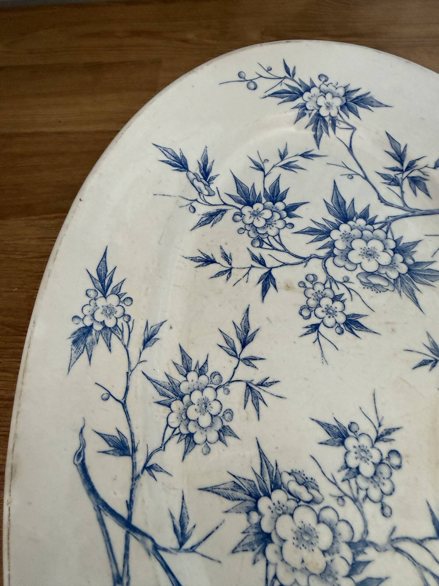 Old earthenware plate from Grigny – blue floral decoration