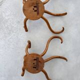 Pair of curved wooden coat racks or hooks from the 1900s