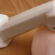 Applied art deco in white porcelain and pink opaline globe