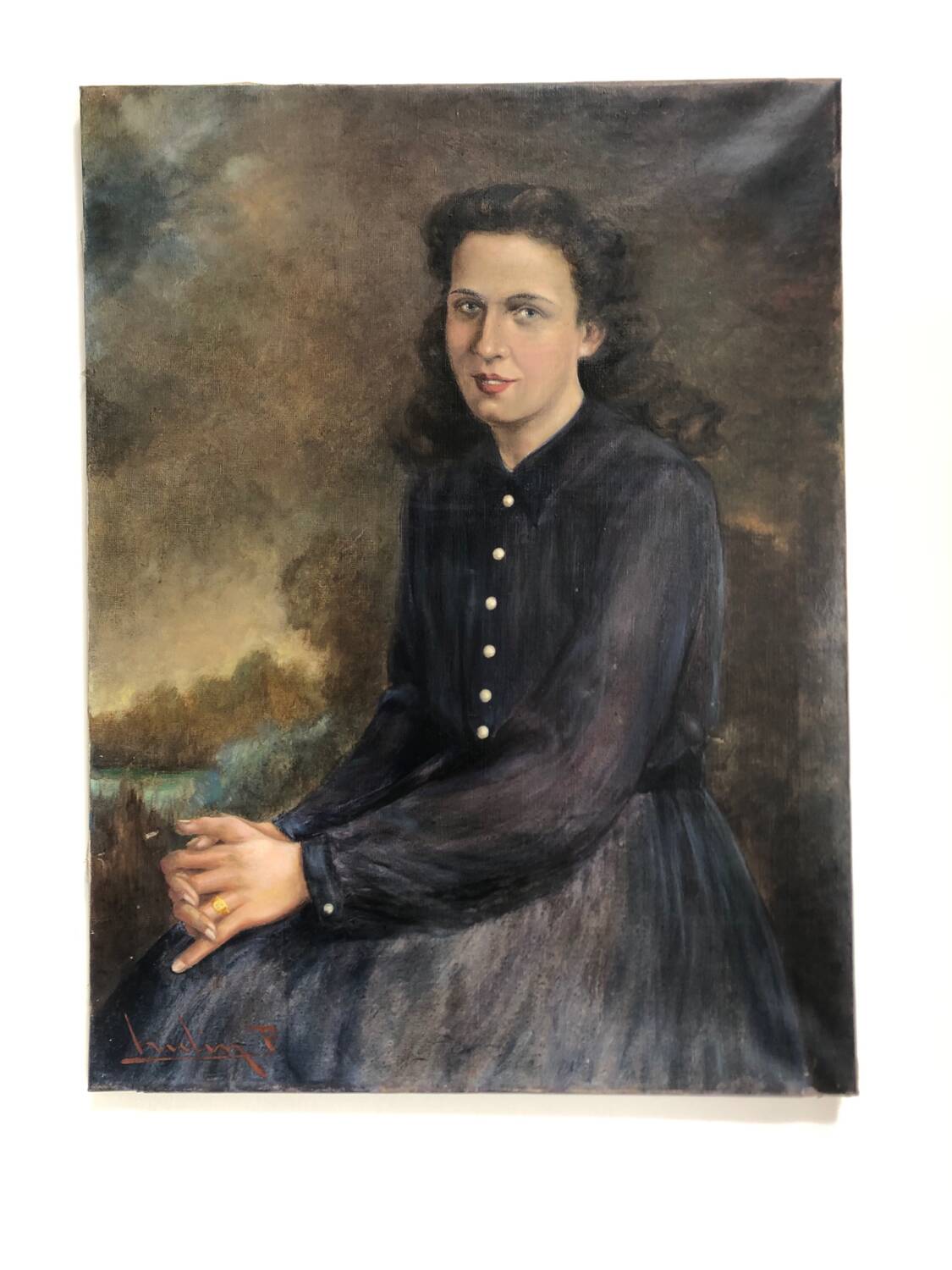 Oil portrait of a young girl by Paul Hulin