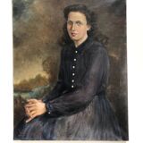 Oil portrait of a young girl by Paul Hulin