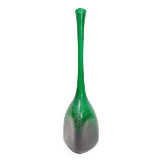 Emerald Green Corroso Murano Glass Vase by Seguso, Italy