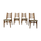 Set of 4 Scandinavian chairs year 50-60 restored anti-stain fabric gray cloud.