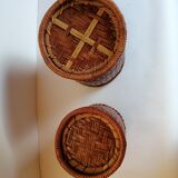 Duo of braided wicker pots