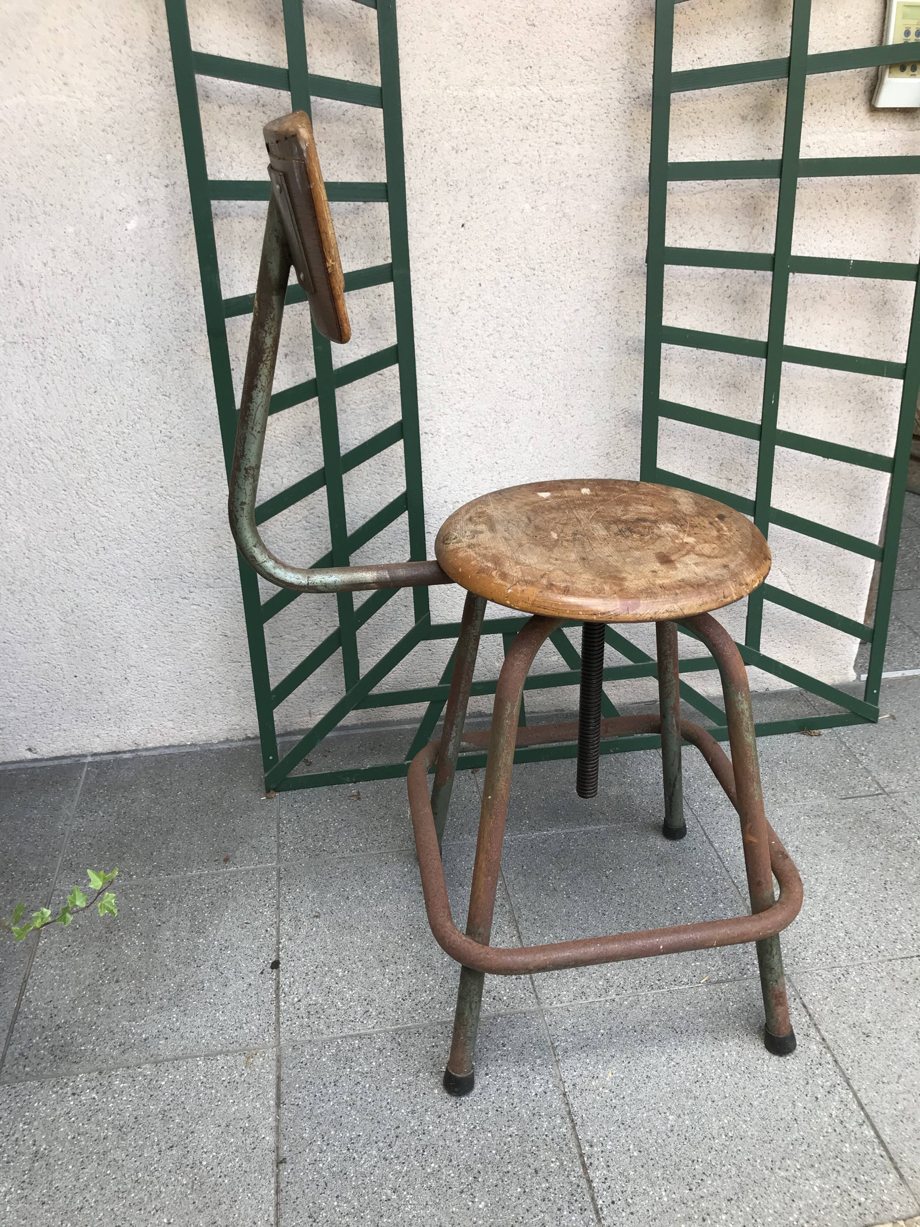 Vintage Industrial Tabouret Ets Sautereau Paris