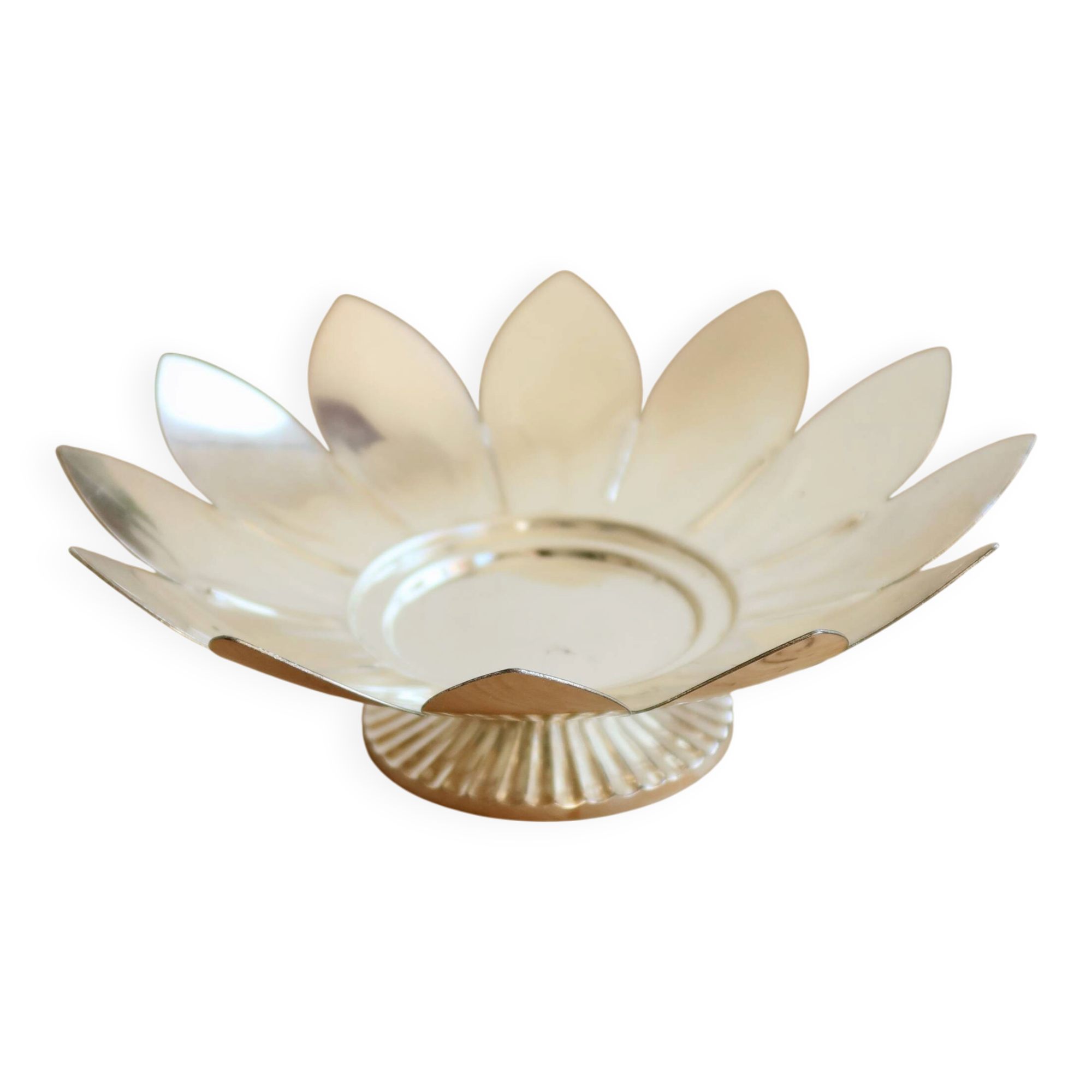 Vintage silver-plated metal dish in the shape of a flower - Decorative catch-all tray
