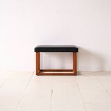 Scandinavian teak stool from the 60s – Faux leather seat