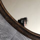 Oval rattan mirror