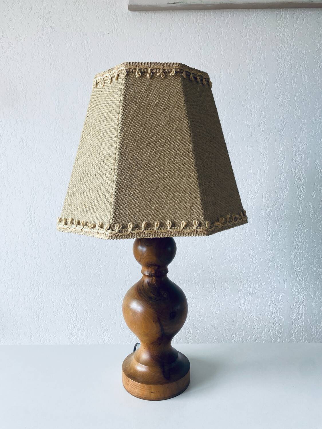 Turned wooden lamp base