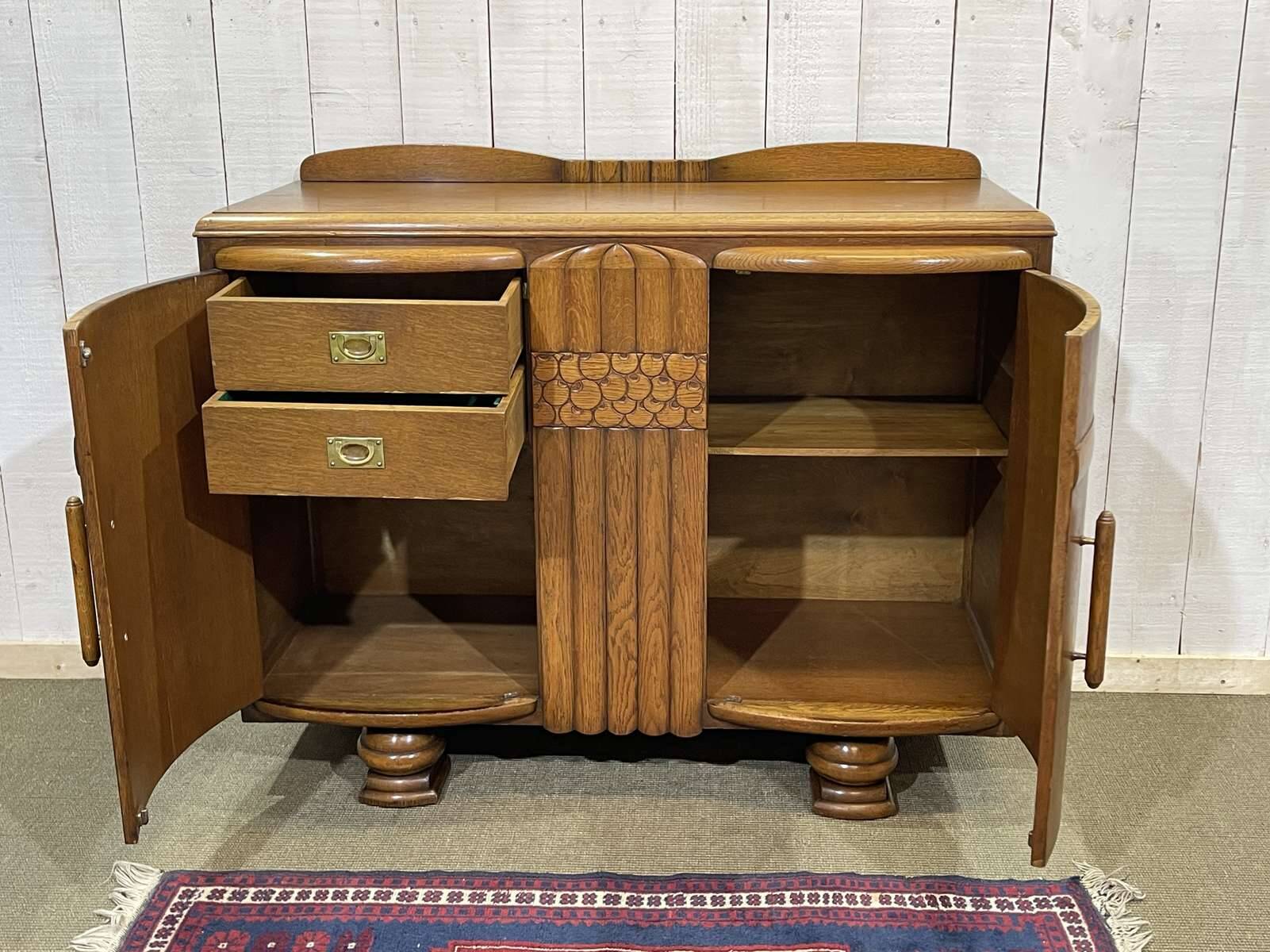 1950s English Art Deco oak sideboard