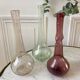 trio of Biot bubbled glass vases signed green 60s-70s