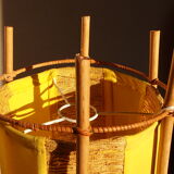 Louis Sognot, table lamp in bamboo and cotton from the 60s.