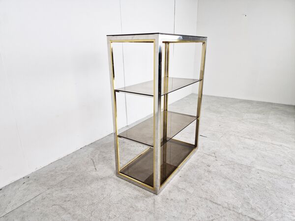 Etagère laiton vintage et chrome, années 1970