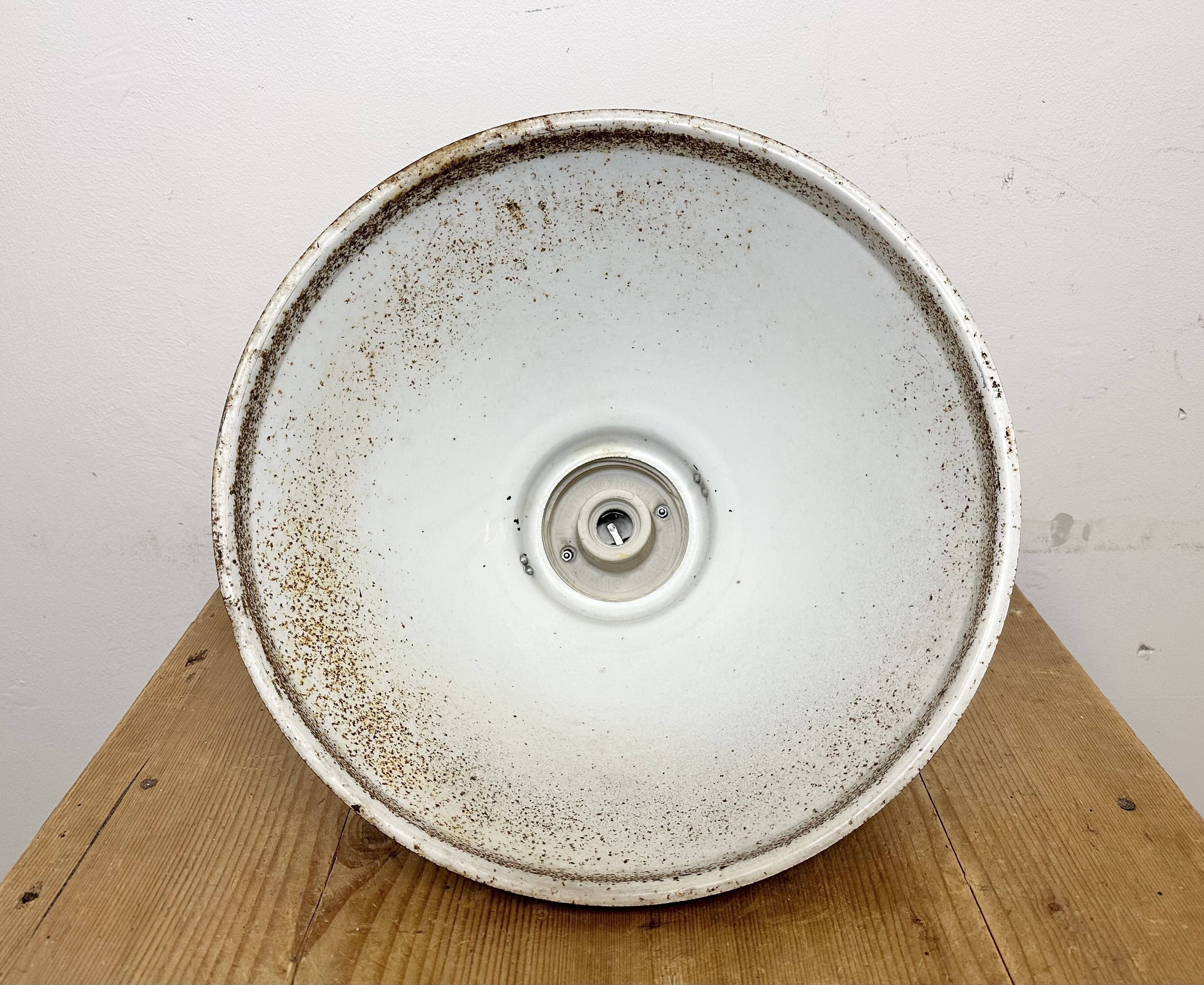 Grey metal industrial factory hanging lamp, 1960s