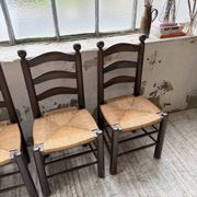 Straw chairs oak 1940s Dudouyt