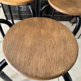 Series of 4 metal and wood school stools