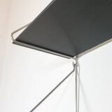 Vintage mid century loop shelf black glass metal