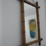 1930s bamboo-style wood mirror 33x60cm