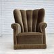 1960s, Danish relax armchair, dark green furniture velour, ash wood.