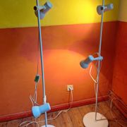 Paire de lampes de sol italiennes multi-réglables avec 2 projecteurs, années 1970.
