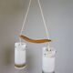 Suspension en teck et verre opalin du milieu du siècle, années 1960