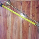 Old pendant light, structured glass globe - gilded brass