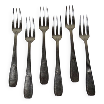 6 fourchettes tridents vintages/anciennes métal argenté style art déco SFAM