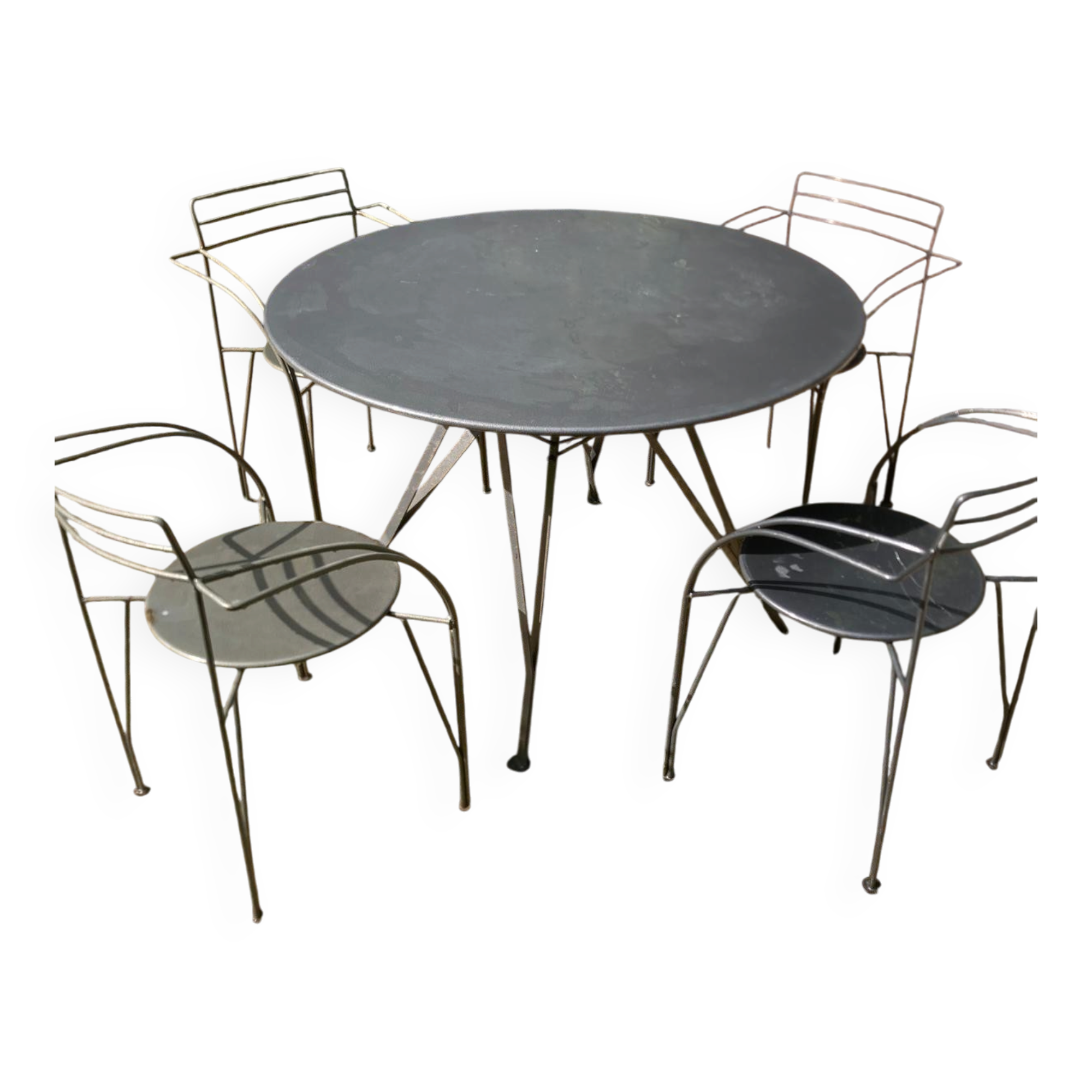 Silver moon table and chairs set fermob designer mourgue