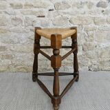 Tripod stool and straw seat, 1960s