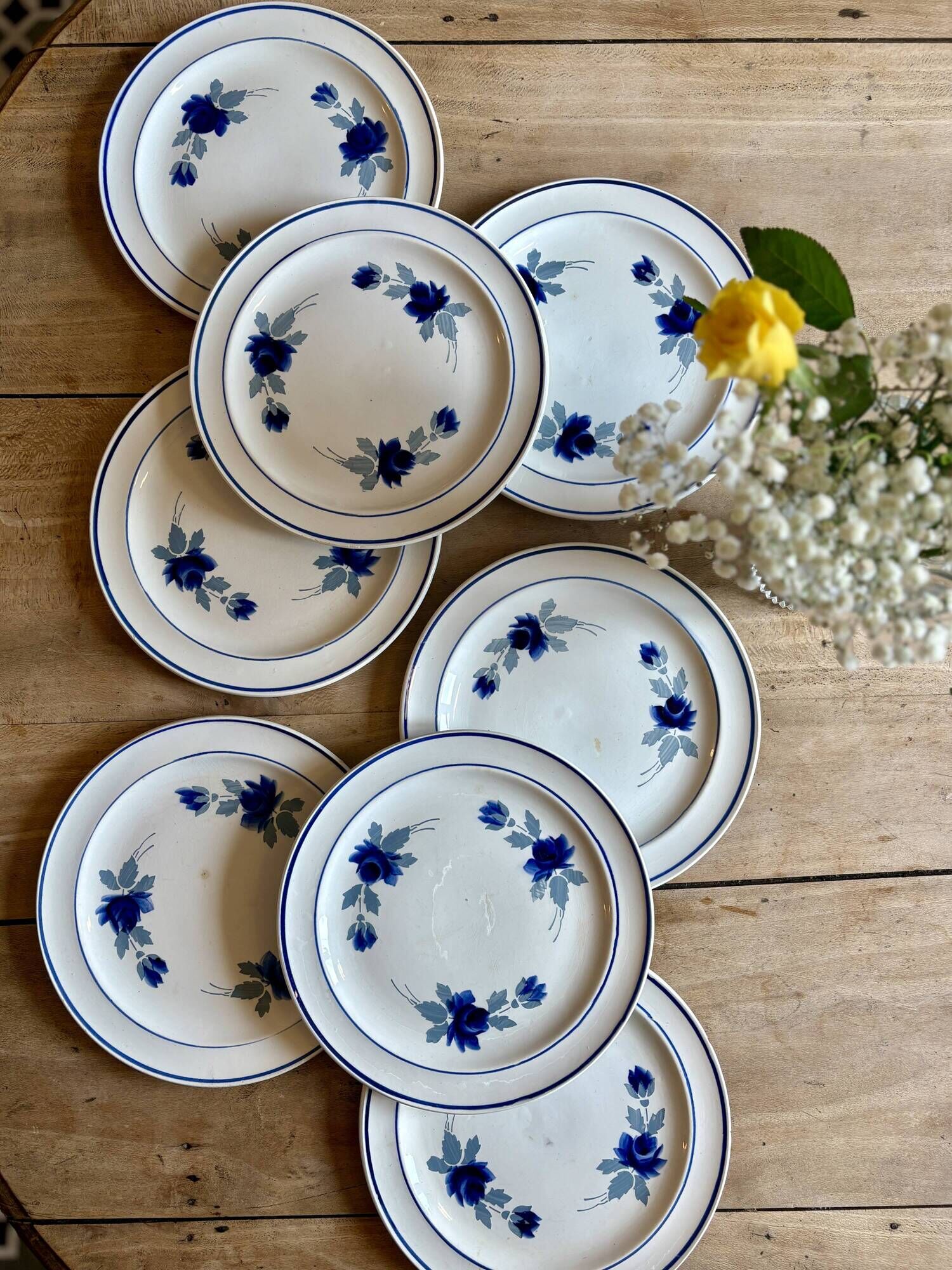 Set of 8 vintage dessert plates, Murcie model by Moulin des Loups