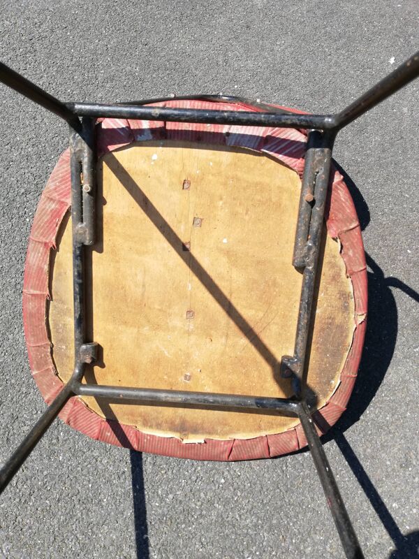 Série de 4 chaises vintage rouge et jaune