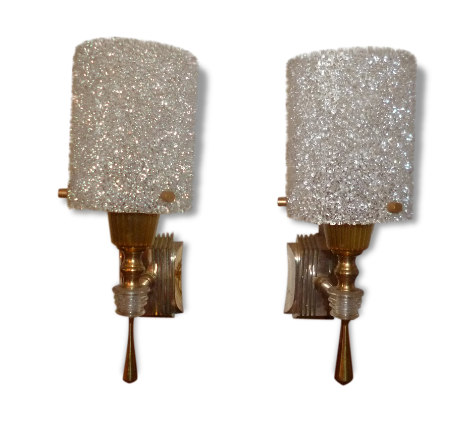 Lot of 2 sconces resin 1960 70 granitee