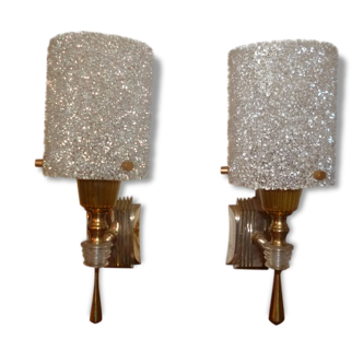 Lot de 2 appliques resine granitee 1960  70