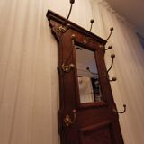 Oak cloakroom/coat rack with mirror