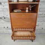Vintage wooden and rattan secretary