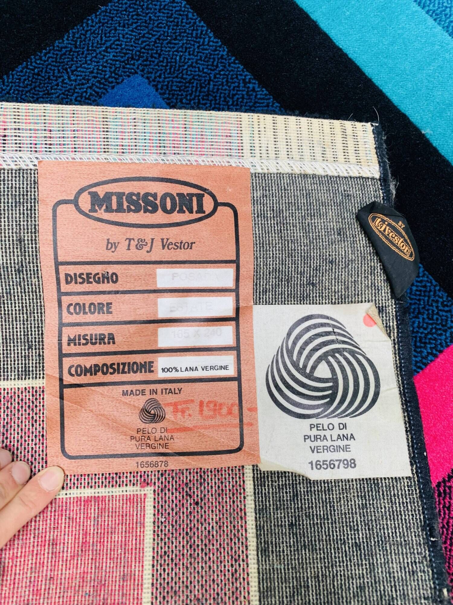 Geometric rug Missoni T&J Vestor model Posada, 1980s