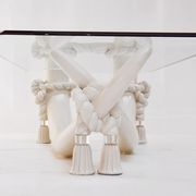Hollywood regency style faux tusk coffee table, 1980s