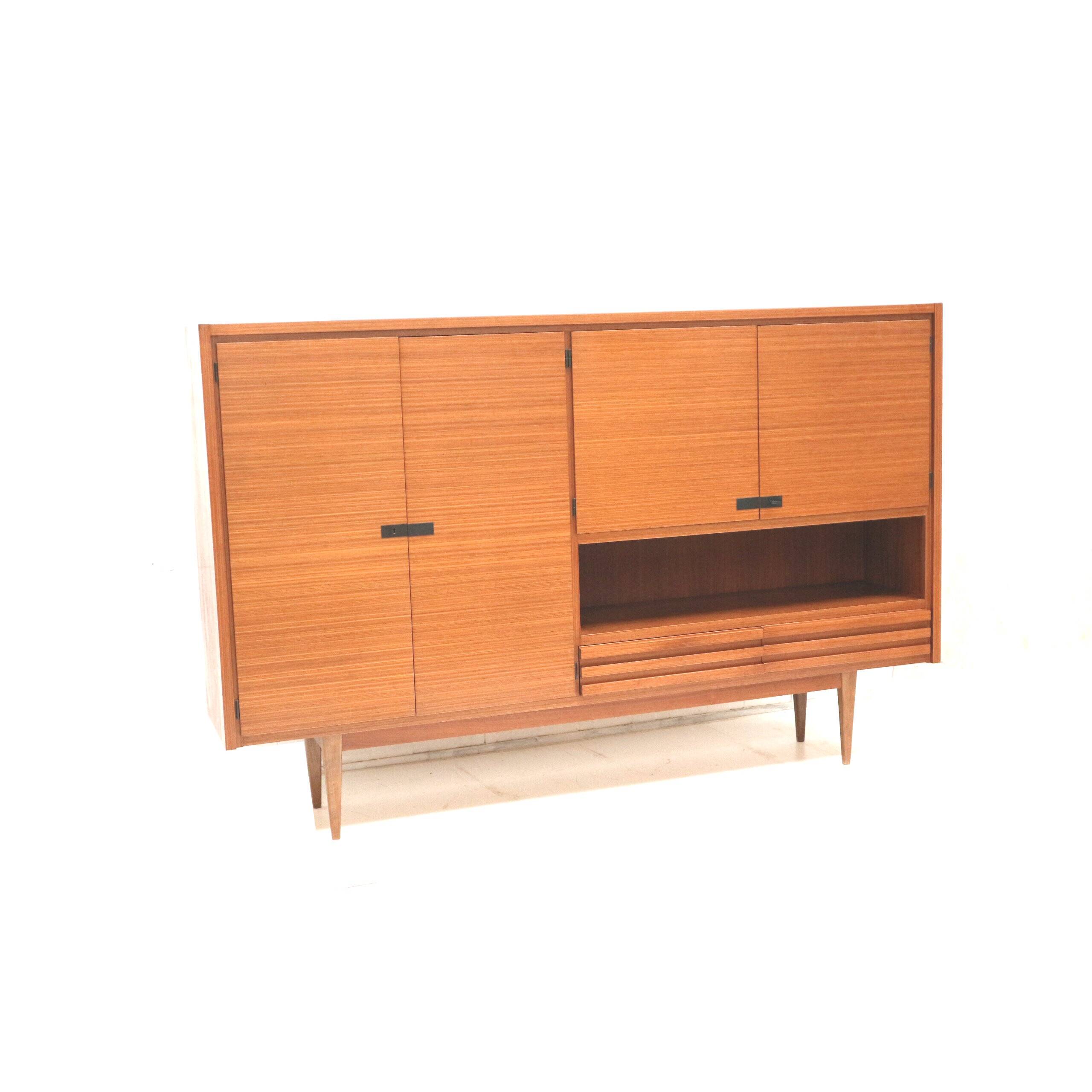 Large vintage highboard sideboard / wall unit made of teak from the 1960s