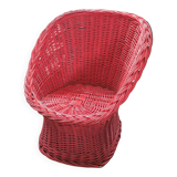Red rattan children's armchair
