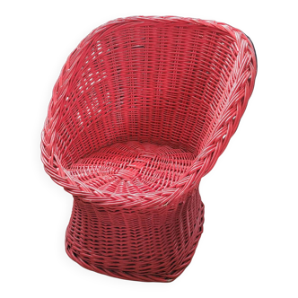 Red rattan children's armchair